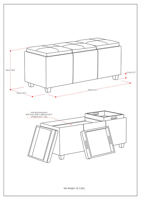 Avalon - Multi Functional Storage Ottoman by Simpli-Home | Bel Furniture