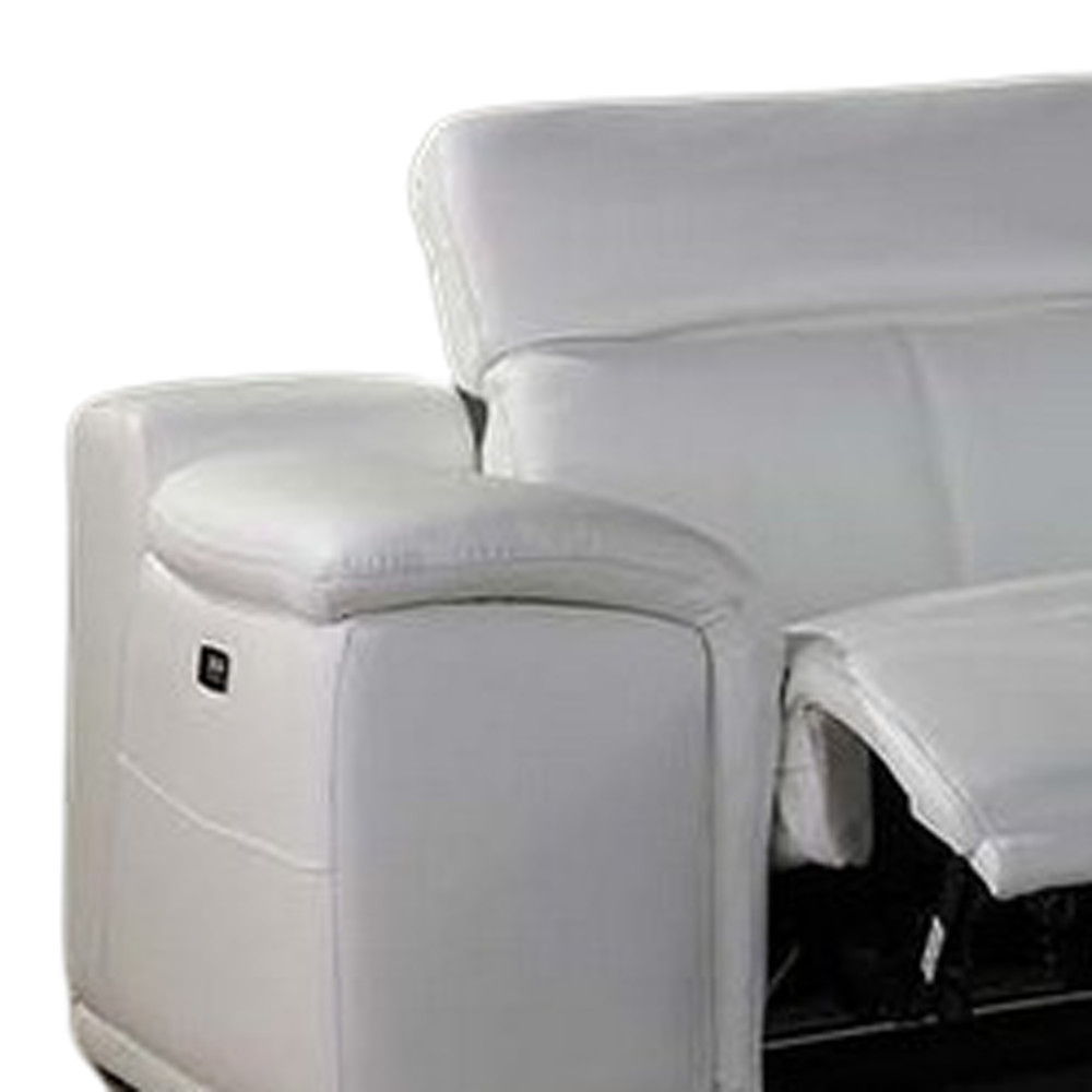 Italian Leather Power Reclining With Console U Shaped Eight Piece Corner Sectional - White