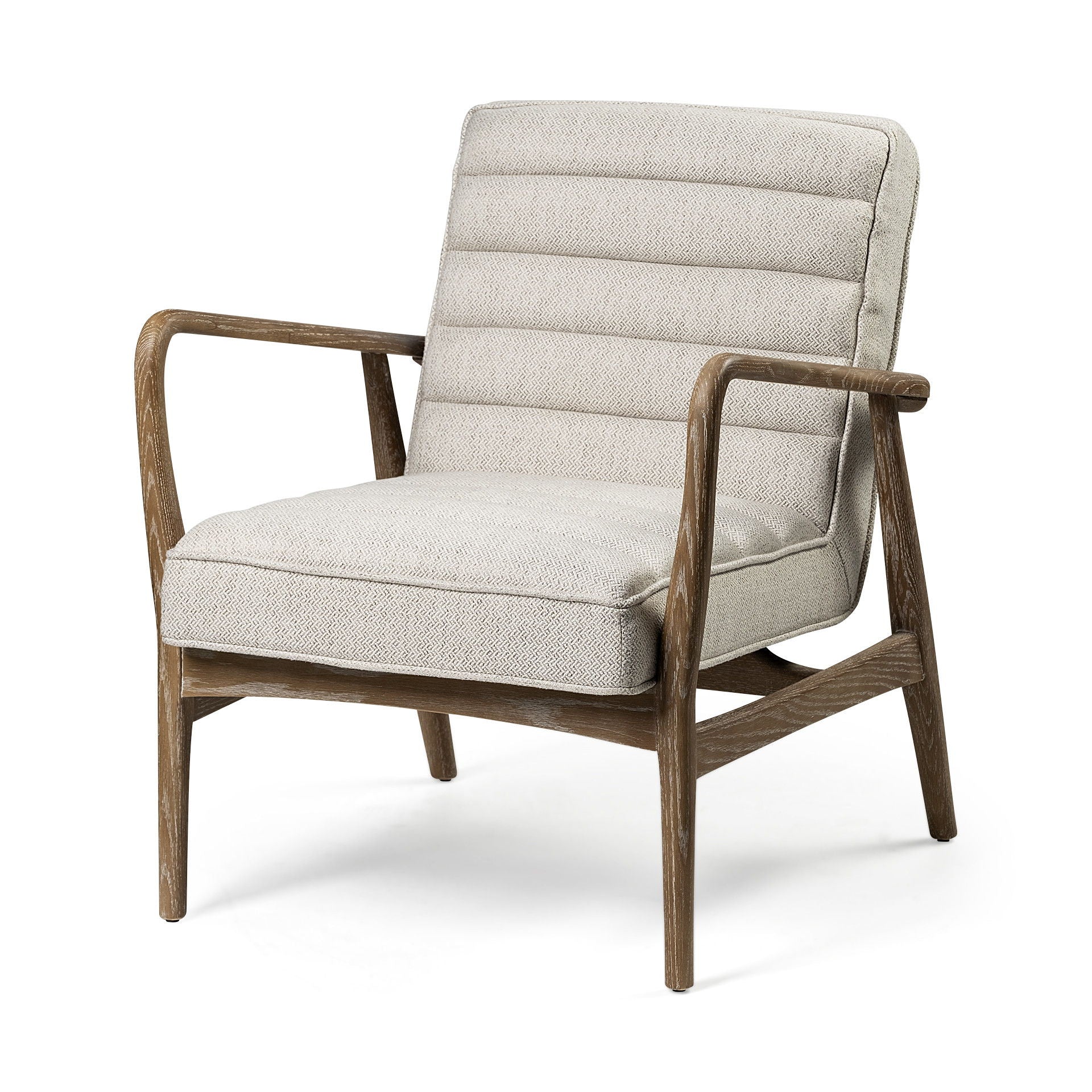 Fabric Lounge Chair - Cream / Brown