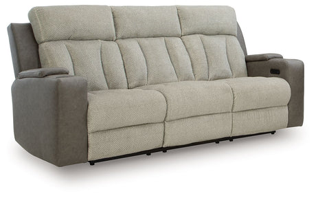 WhipLash - Sisal - Power Reclining Sofa With Adj Headrest by Signature Design by Ashley® | Bel Furniture