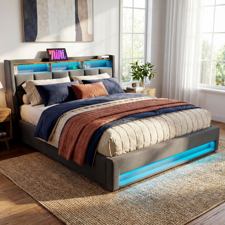 Upholstered Platform Bed With A Hydraulic Storage System, LED And USB Charging (Without Mattress) - view 42