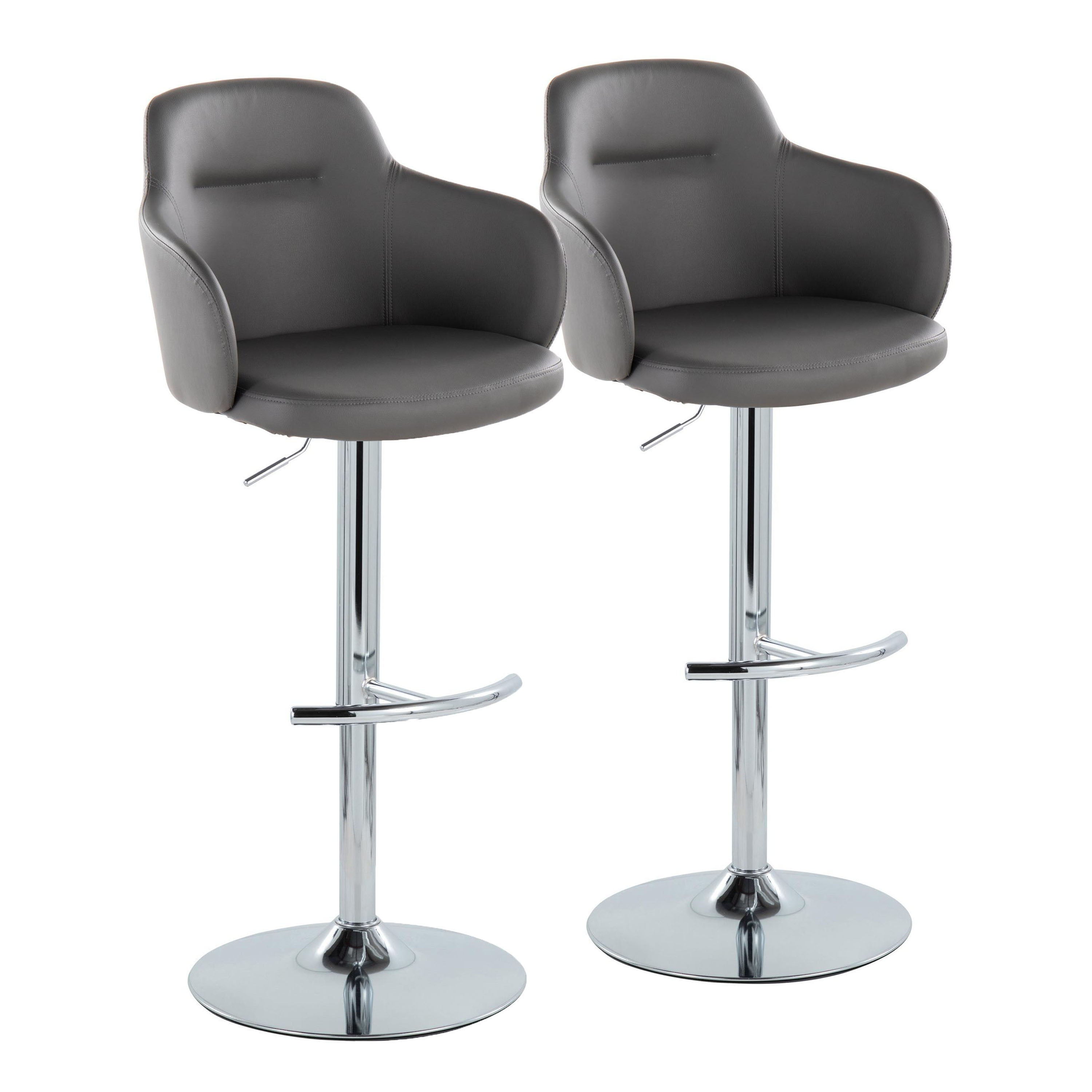 Boyne - Contemporary Adjustable Barstool With Swivel & Rounded T Footrest (Set of 2)