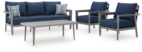 Gali - Gray / Blue - Sofa / Chairs / Table Set (Set of 4) by Signature Design by Ashley® | Bel Furniture