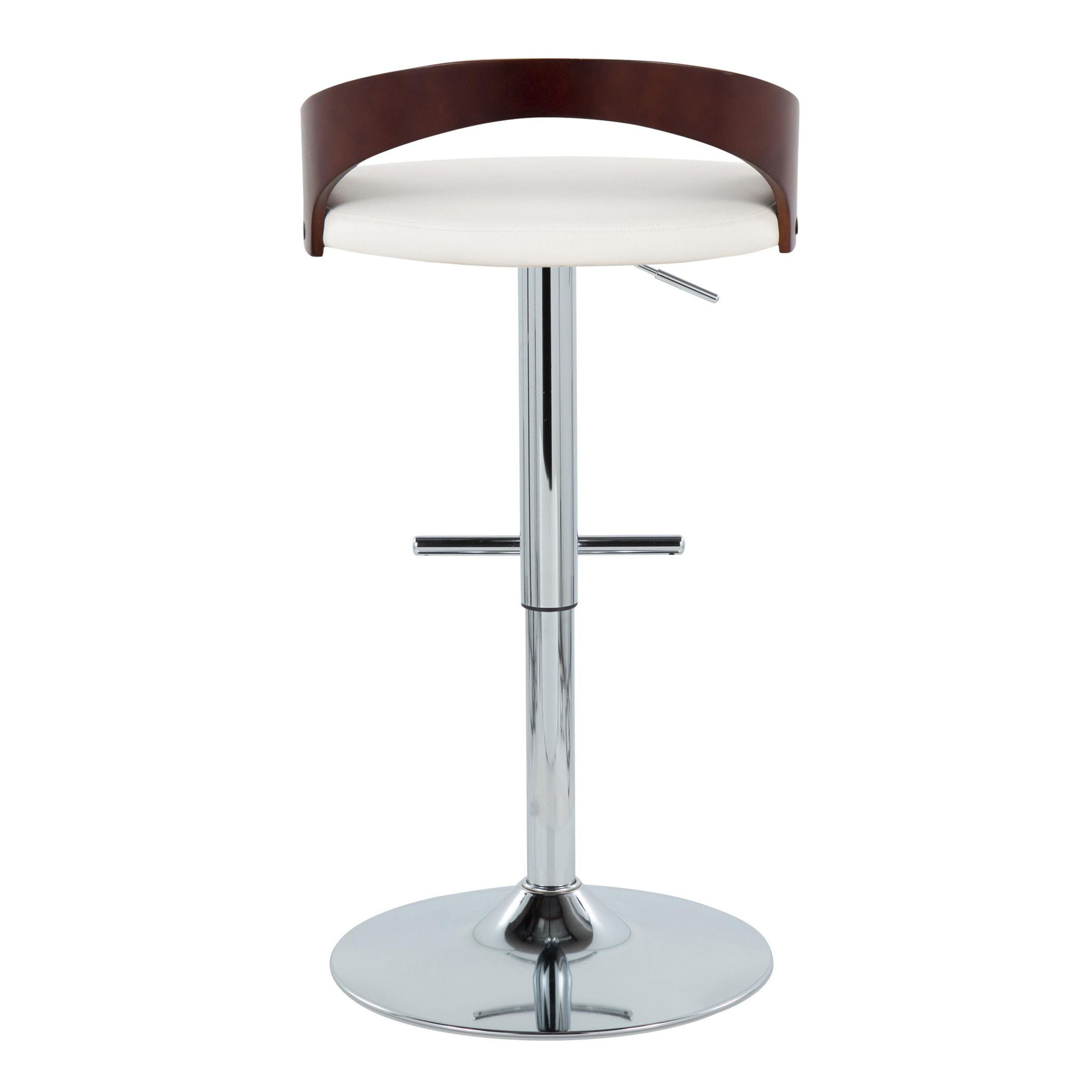 Grotto - Contemporary Adjustable Height Barstool With Swivel With Straight T Footrest (Set of 2)