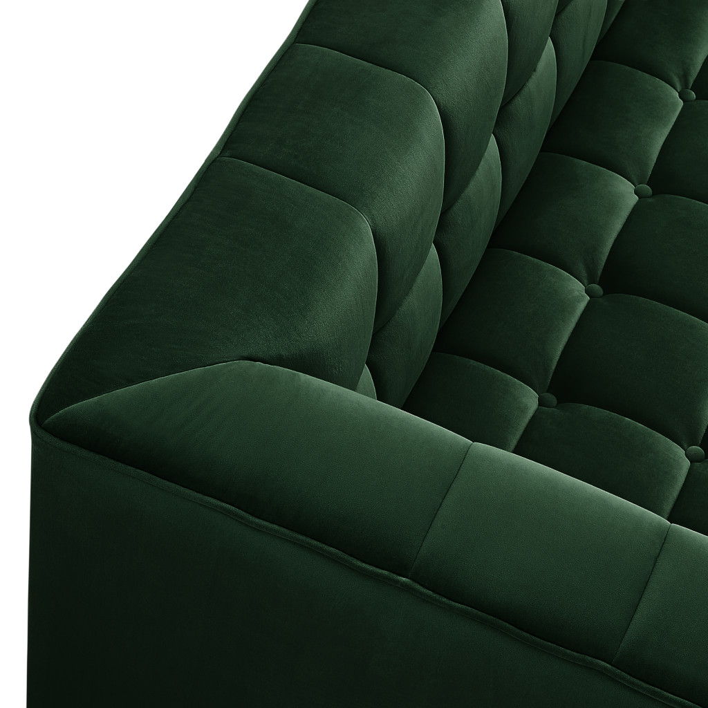 Velvet Sofa And Toss Pillows With Clear Legs - Hunter Green