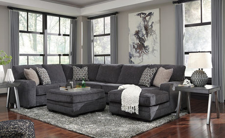 Tracling - Sectional Set Dark Gray 4 Pc. - Left Arm Facing Sofa, Armless Loveseat, Right Arm Facing Corner Chaise Sectional, Accent Ottoman by Benchcraft® | Bel Furniture