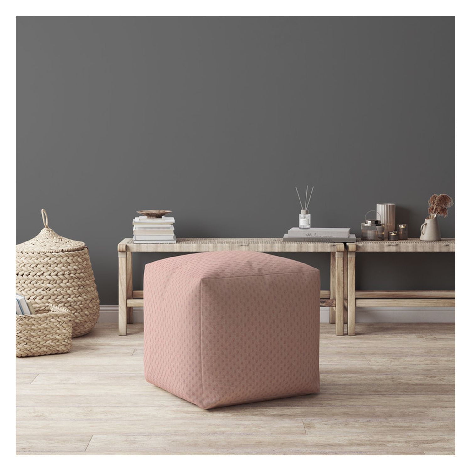 Polyester Pouf Cover - Pink