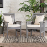 Modern 2 Piece Slat Back Patio Chairs With Cushions by Walker Edison | Bel Furniture