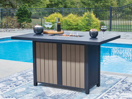 East Beach - Rectangular Bar Table With Fire Pit - Blue - view 7