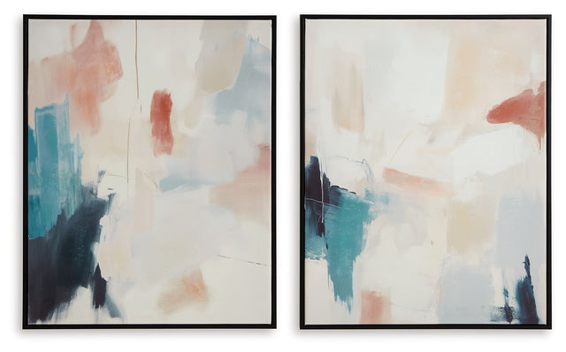 Caldish - Blue / White / Pink - Wall Art Set (Set of 2) by Signature Design by Ashley® | Bel Furniture