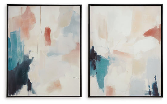 Caldish - Blue / White / Pink - Wall Art Set (Set of 2) by Signature Design by Ashley® | Bel Furniture