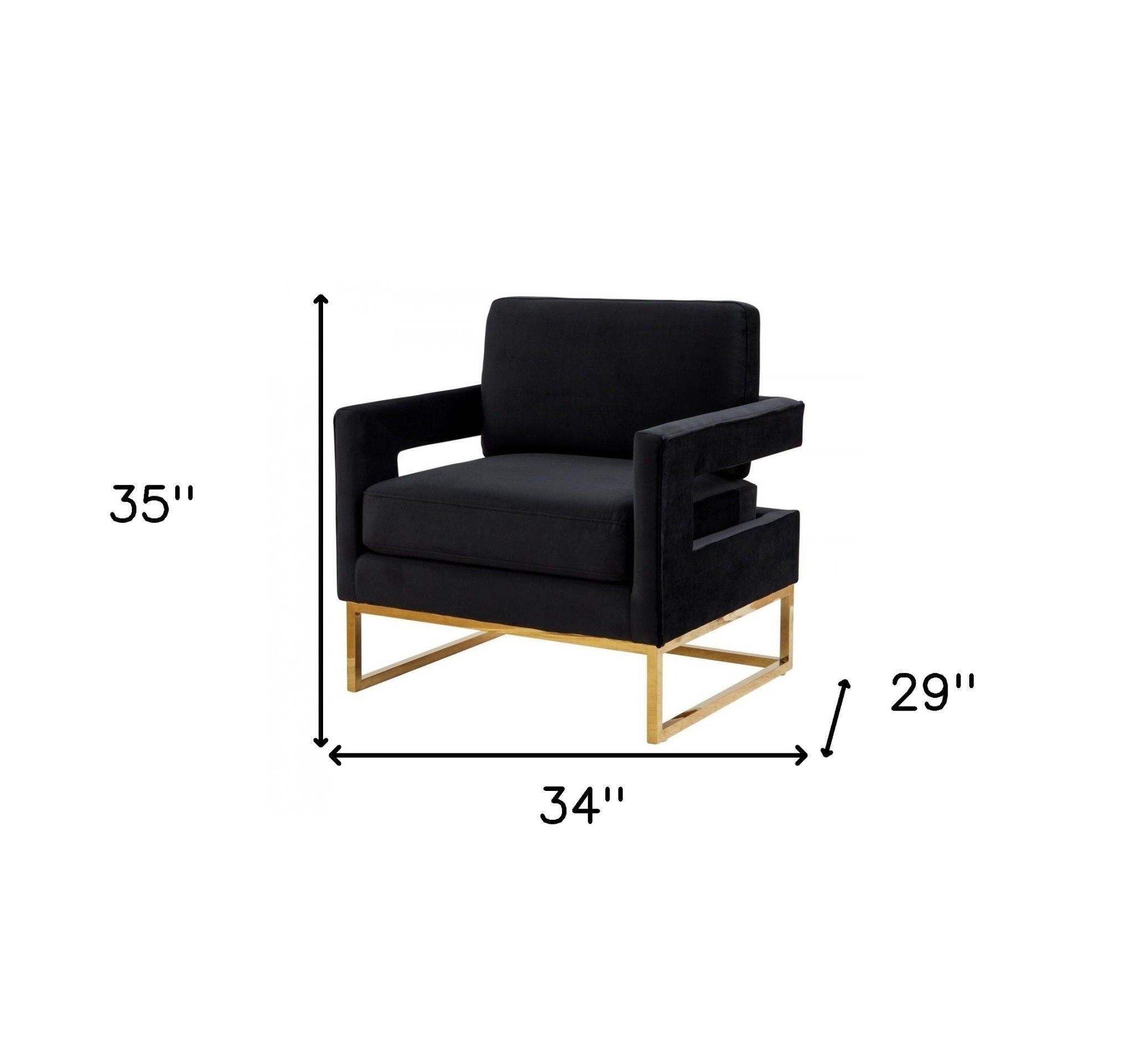 Velvet Arm Chair - Black / Gold