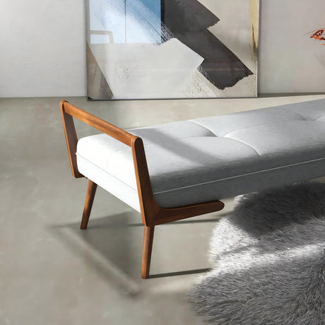 Cora - Mid-Century Modern Gray Bench - Gray by Ashcroft Furniture | Bel Furniture