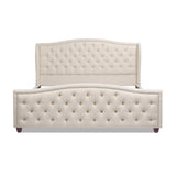 Fontana - Handcrafted Wingback Upholstered Platform Bed Frame by Jennifer Taylor Home | Bel Furniture