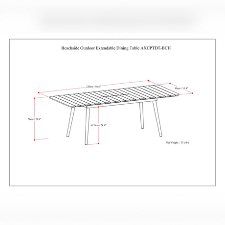 Beachside - Outdoor Extendable Dining Table - Light Teak - view 6