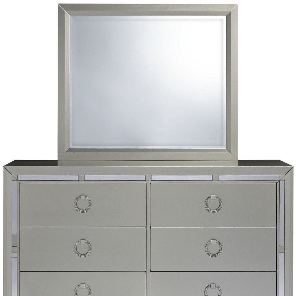 Solid Wood Six Drawer Double Dresser - Silver