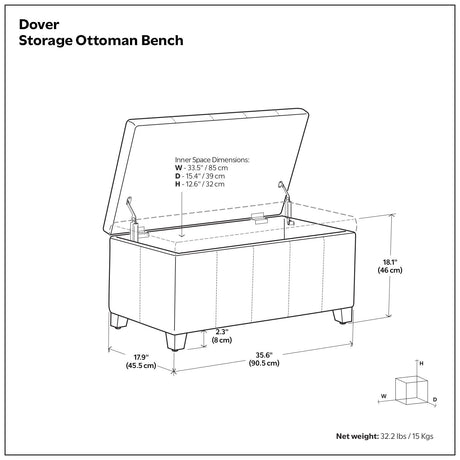 Dover - Upholstered Storage Ottoman Bench - view 48