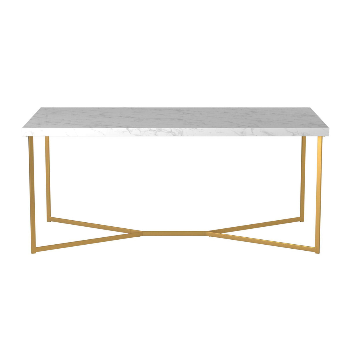 Modern Glam Metal And Faux Marble Coffee Table by Walker Edison | Bel Furniture