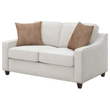 Christine - Upholstered Sloped Arm Loveseat - Beige by CoasterElevations | Bel Furniture