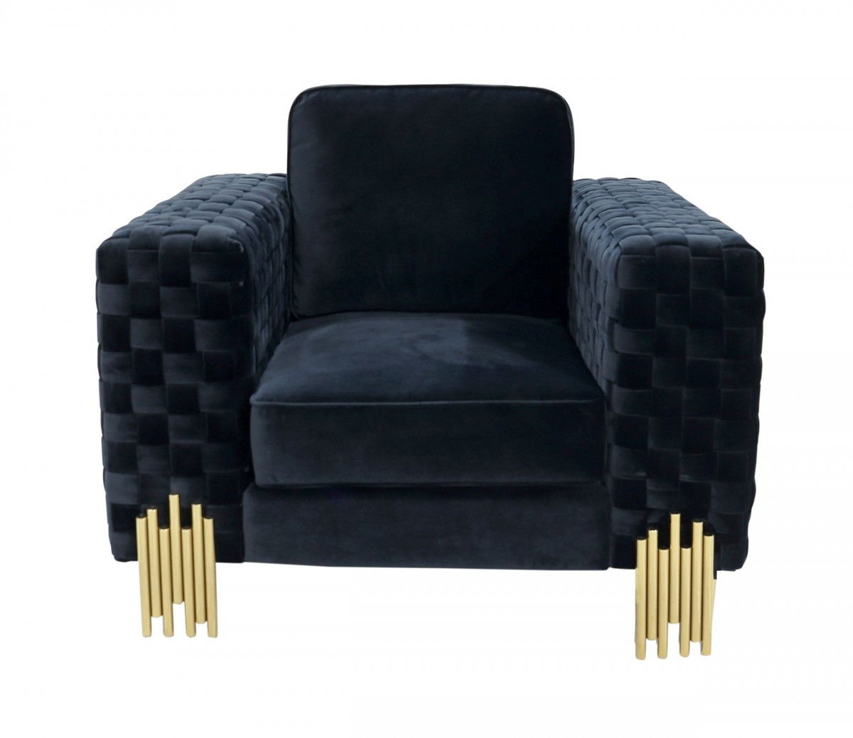 Velvet Solid Color Arm Chair - Black / Gold