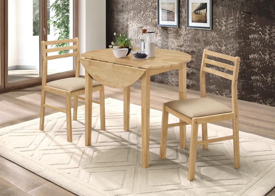 Bucknell - 3 Piece Round Drop Leaf Dining Table Set