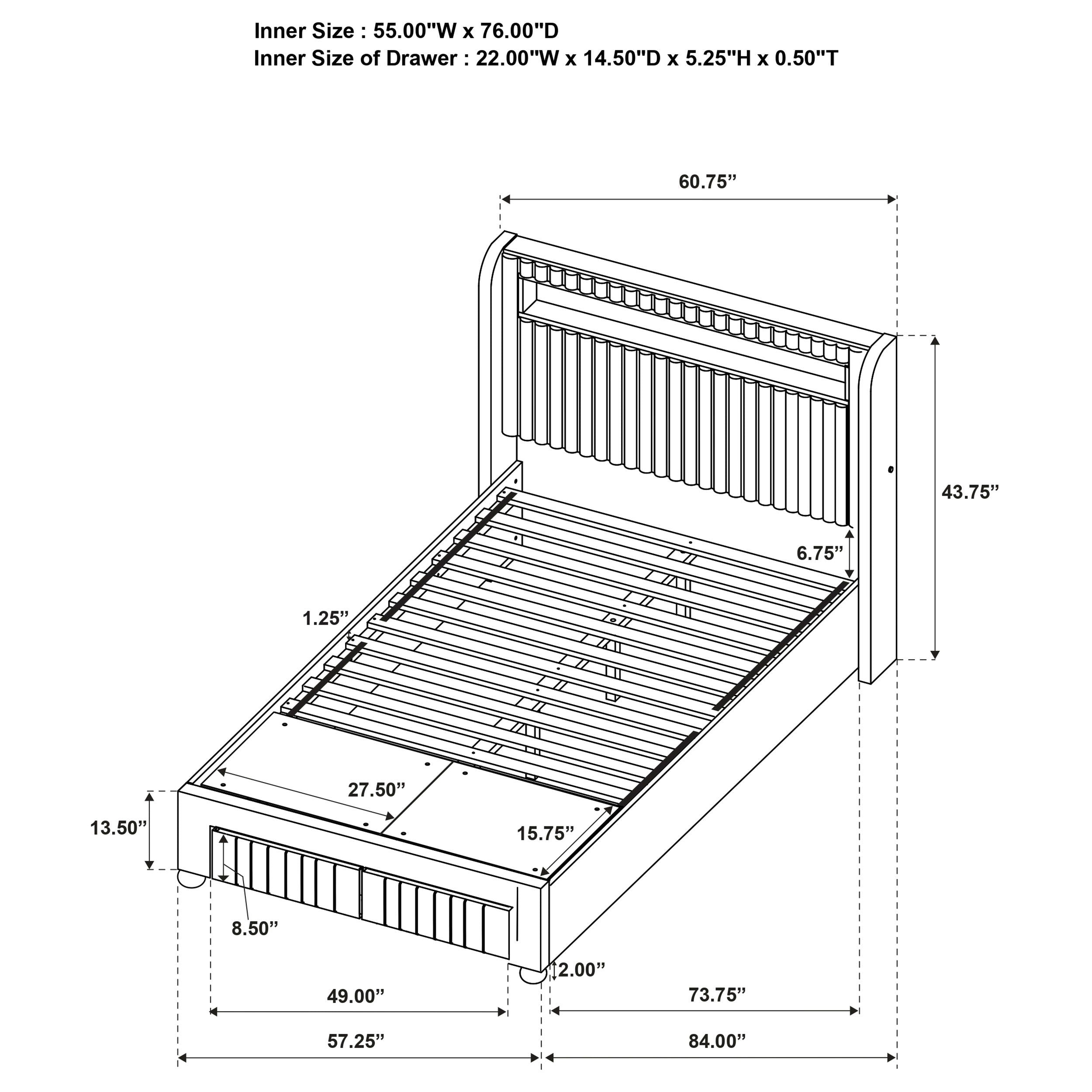 Madison - Upholstered LED Storage Platform Bed