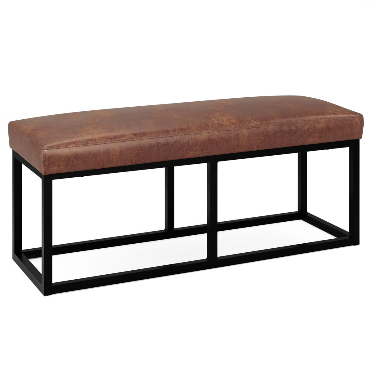 Reynolds - Ottoman Bench - Distressed Saddle Brown by Simpli-Home | Bel Furniture