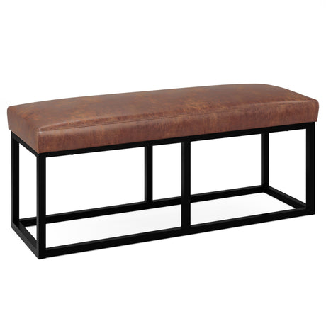 Reynolds - Ottoman Bench - Distressed Saddle Brown by Simpli-Home | Bel Furniture