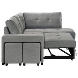 Roanne - Fabric Upholstered Sleeper Sectional Sofa - Gray
