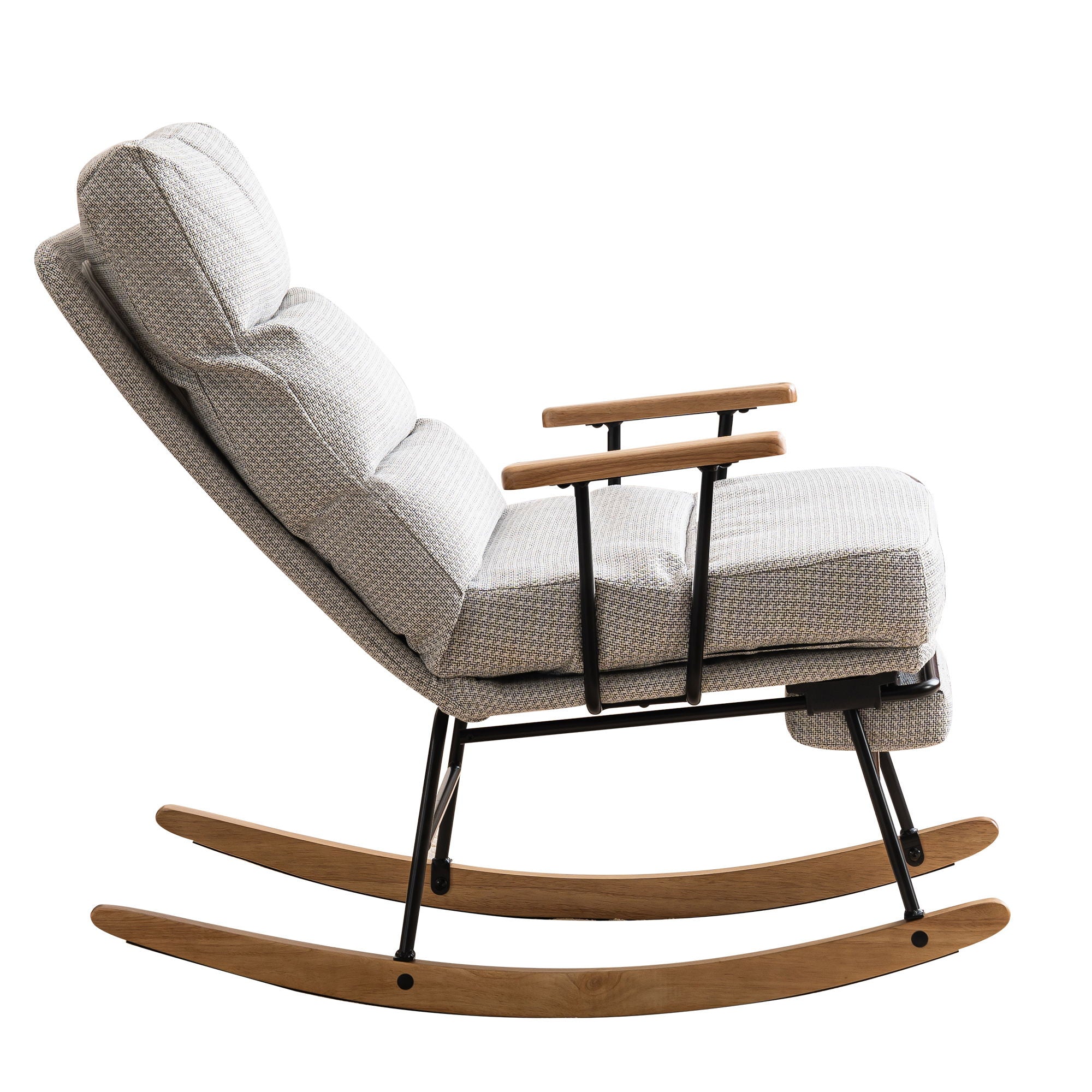 Modern Teddy Gliding Rocking Chair With High Back, Retractable Footrest, And Adjustable Back Angle For Nursery, Living Room, And Bedroom