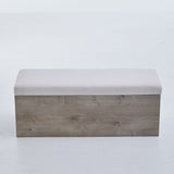 Shelton - Upholstered Flip Top Storage Bench - Ivory / Light Gray / Camel Oak