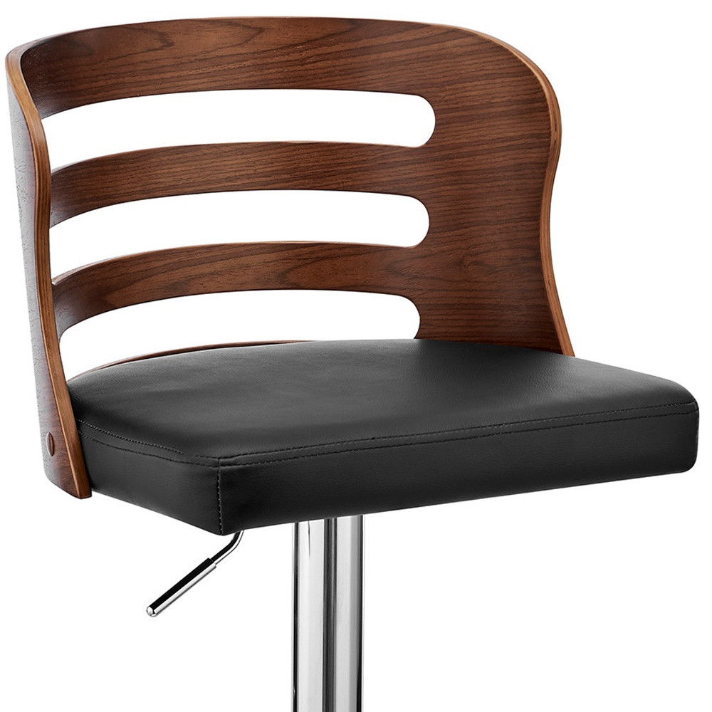 And Silver Swivel Adjustable Height Bar Chair - Black / Brown