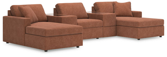 Modmax - Spice - Sectional Light Brown 5 Pc. Pit Sectional With Storage Consoles by Signature Design by Ashley® | Bel Furniture