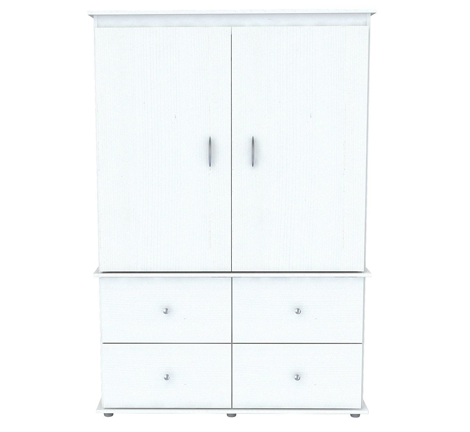 Melamine Mirrored Four Drawer Combo Dresser - White