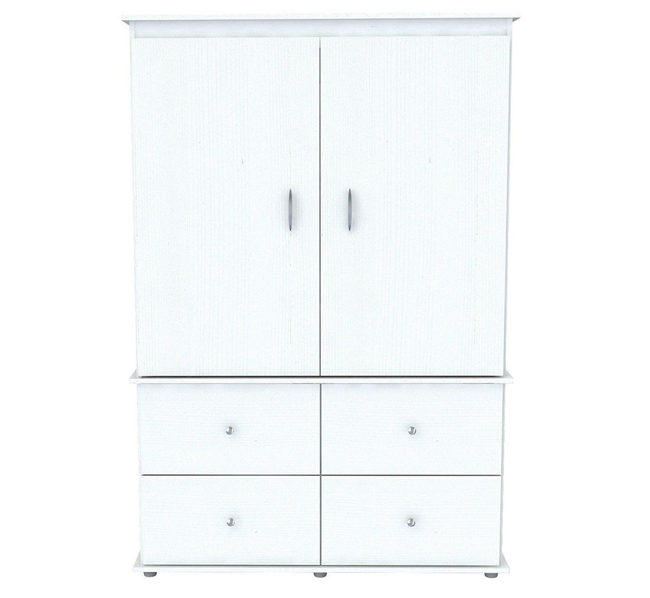 Melamine Mirrored Four Drawer Combo Dresser - White