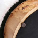 Tilly - Round Fur Upholstered / Burl Pouf Ottoman - White by Jennifer Taylor Home | Bel Furniture