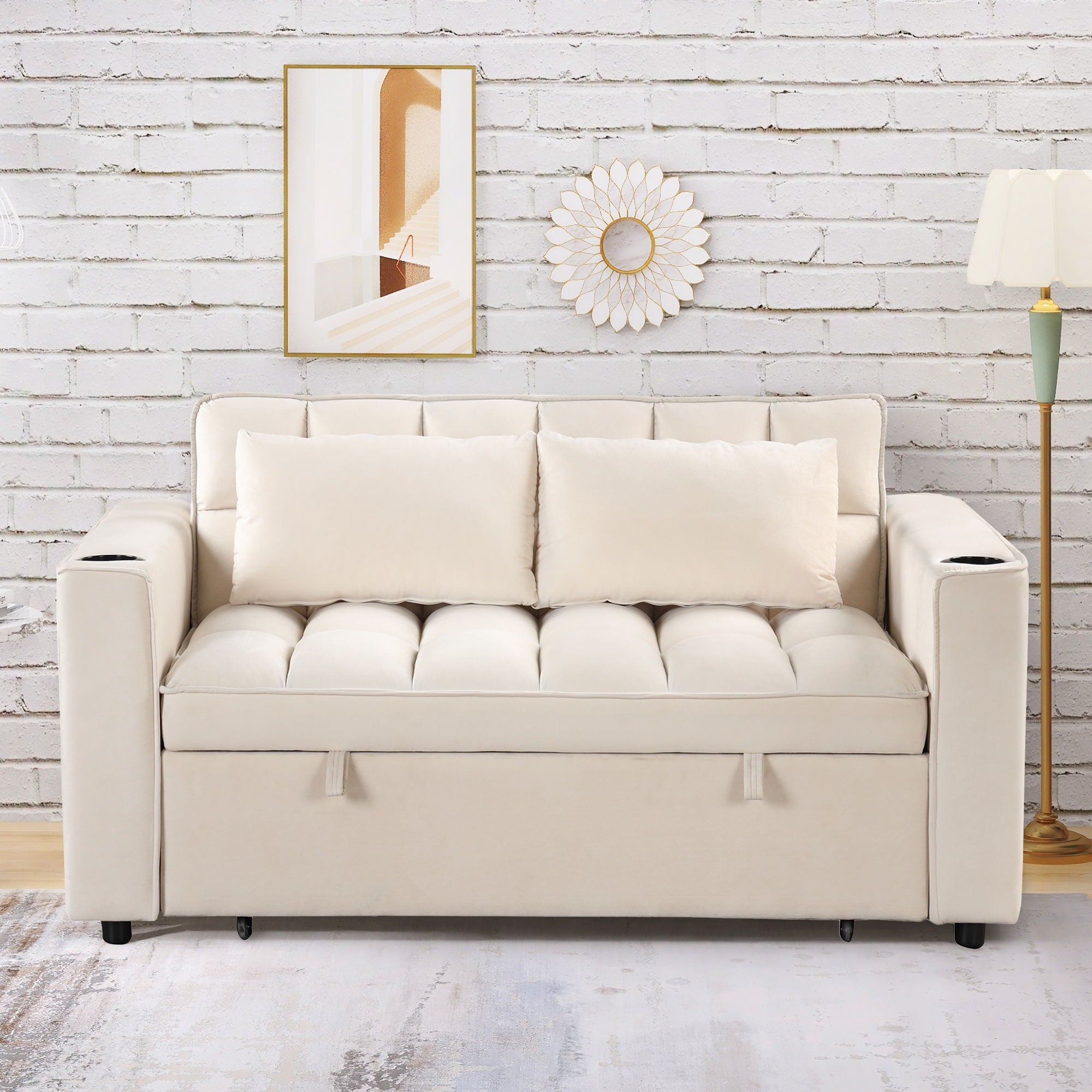 Multi Functional Sofa Bed With Cup Holder And USB Port For Living Room Or Apartments