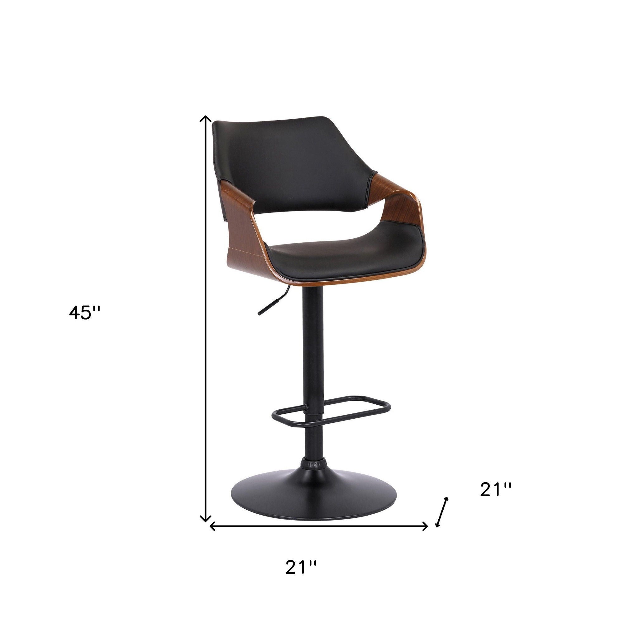 45" Swivel Adjustable Height Bar Chair - Black