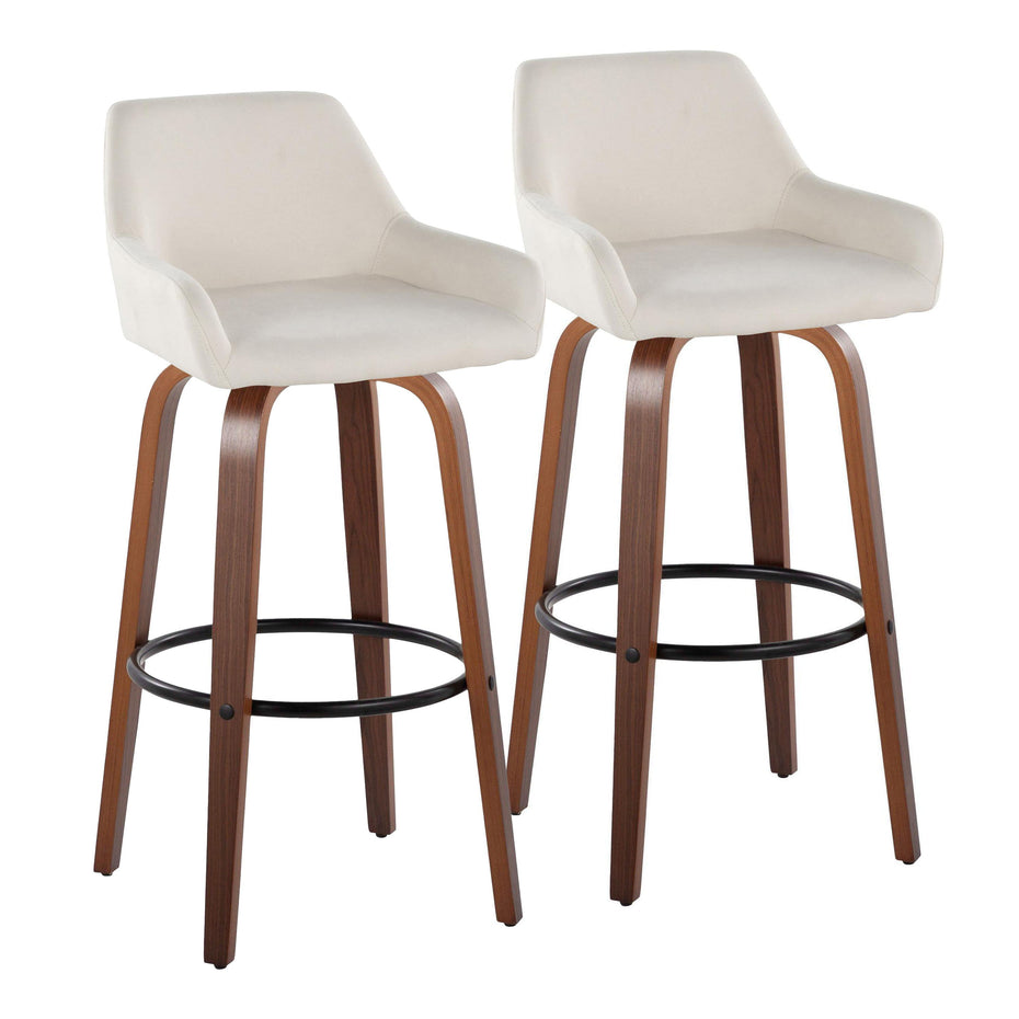 Daniella - Contemporary Fixed Height, Barstool & Swivel And Round Footrest (Set of 2)