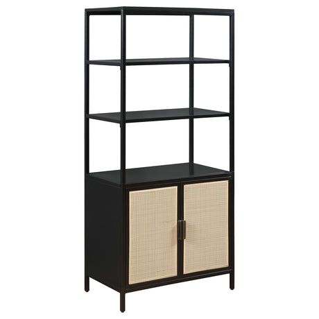 Amherst - 3-Shelf Radio Weave Cane Metal Accent Cabinet Black by Coaster Fine Furniture | Bel Furniture
