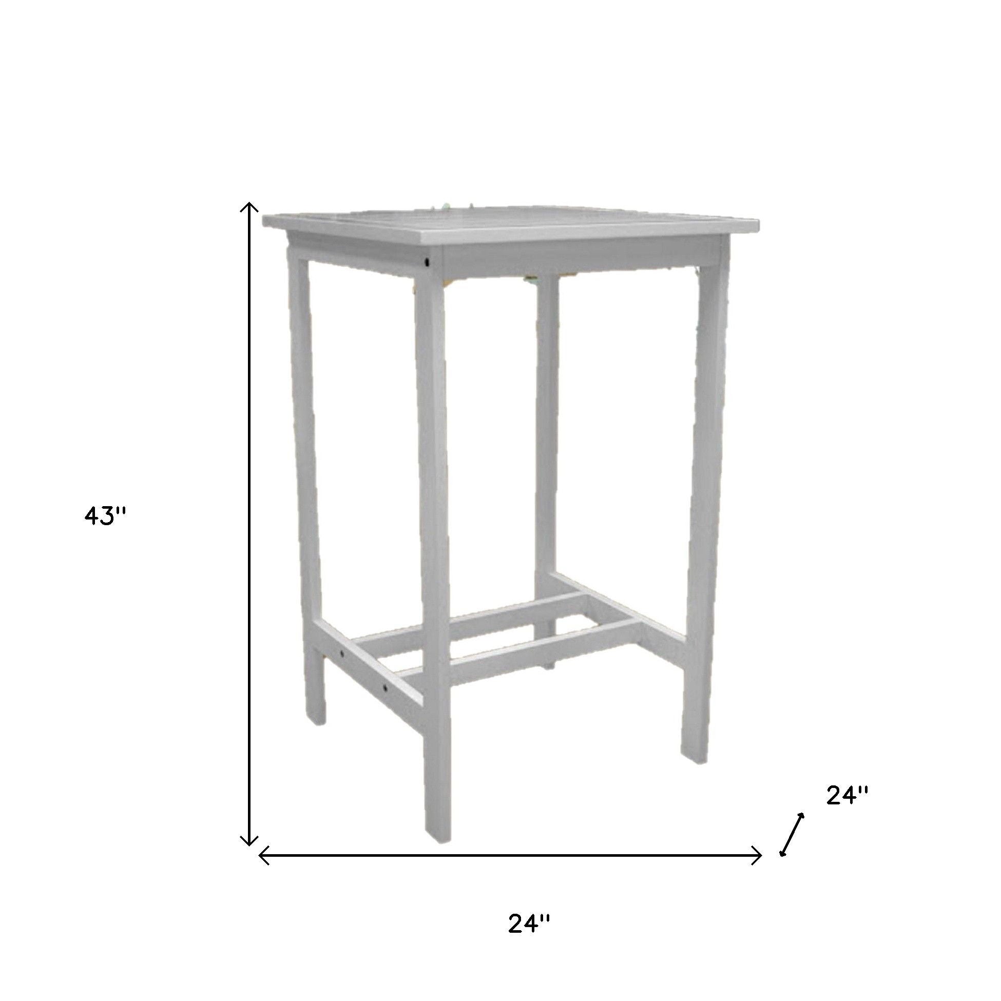 Solid Wood Slat Indoor Outdoor High Top Bar Table - White