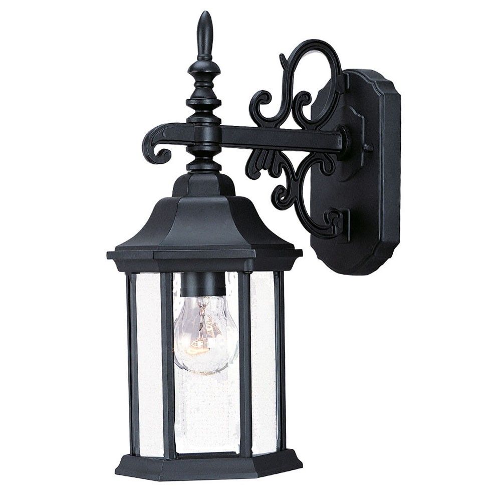 Petite Domed Hanging Glass Lantern Wall Light - Matte Black