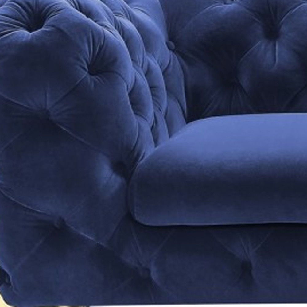 Glam Velvet And Gold Loveseat - Blue