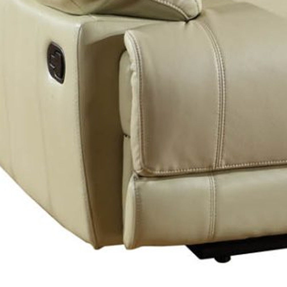 Faux Leather Love Seat Manual Reclining With Storage - Beige