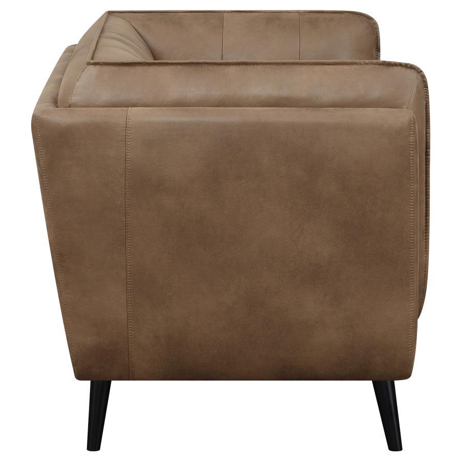 Thatcher - Upholstered Tuxedo Arm Tufted Loveseat - Brown