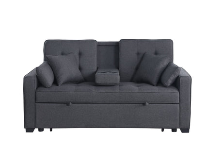 Cody II - Convertible Sleeper Loveseat With Cup Holder, Charging Ports and Pocket - Dark Gray - view 10