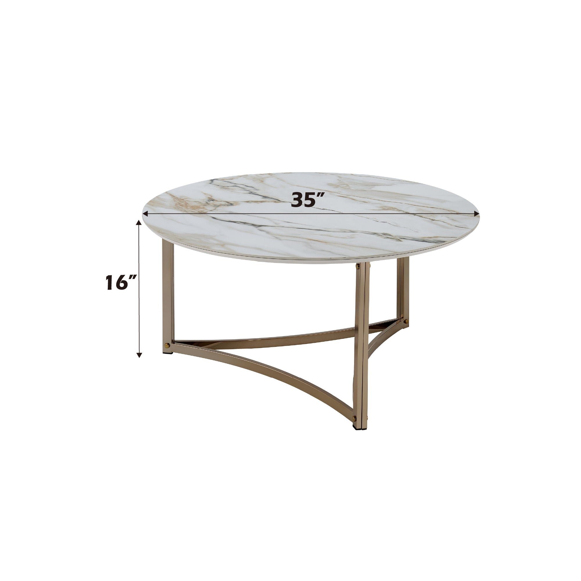 Aziz - Sintered Stone Top End Table - White / Champagne