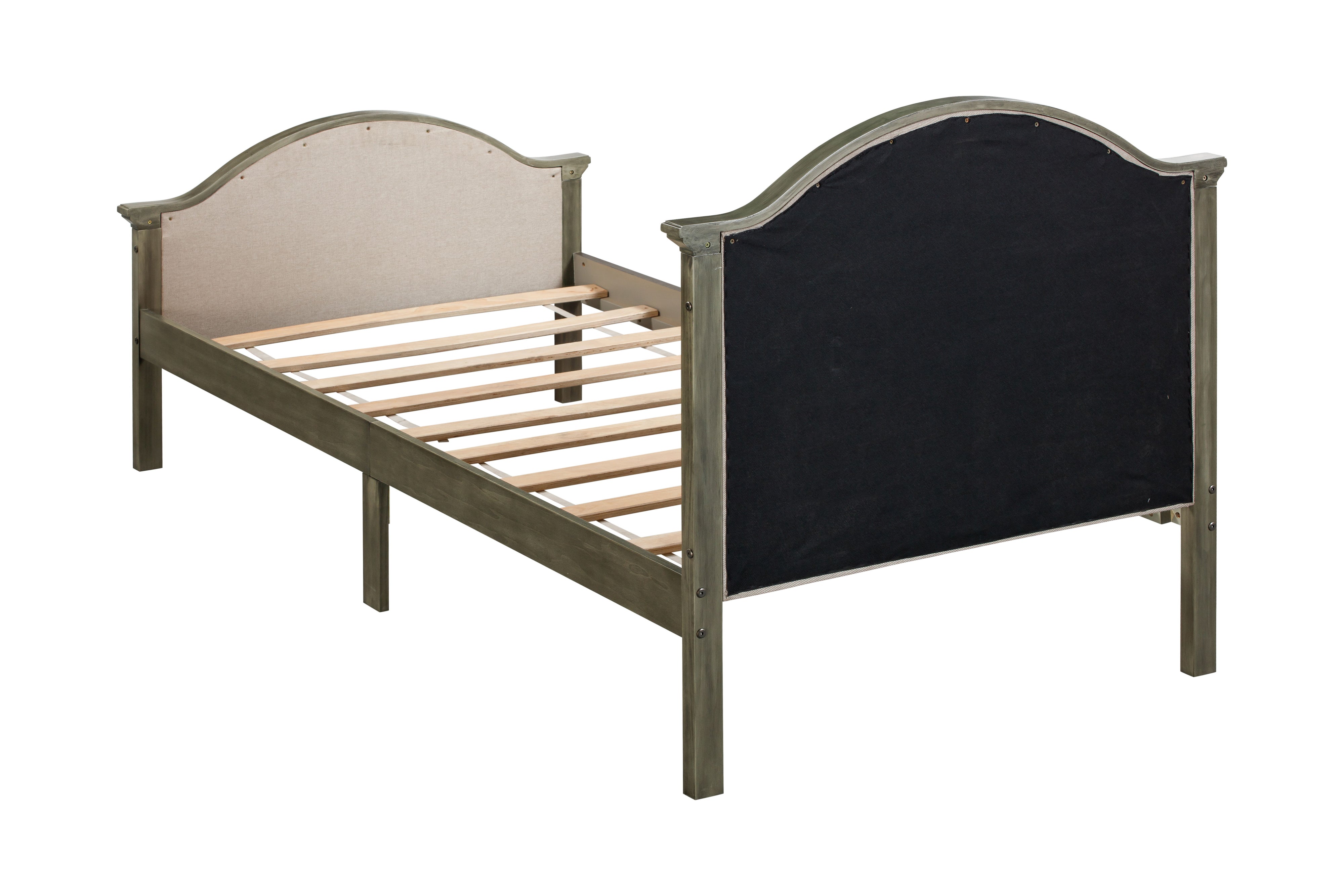 Bed With Upholstered Headboard And Footboard, With Slats