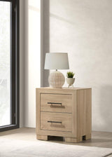Arielle - 2-Drawer Bedroom Nightstand With Casters - Light Oak