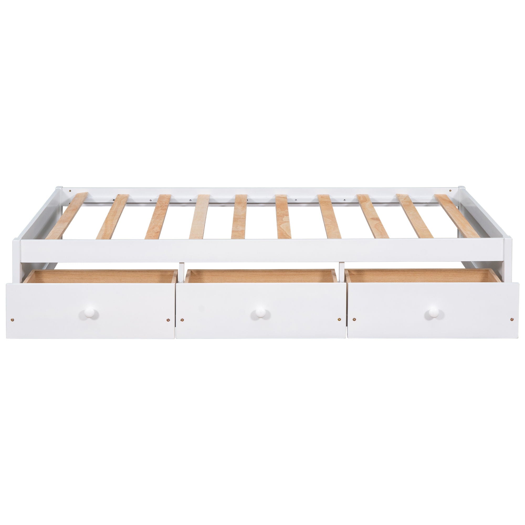 Twin Size Platform Storage Bed With 3 Drawers - White